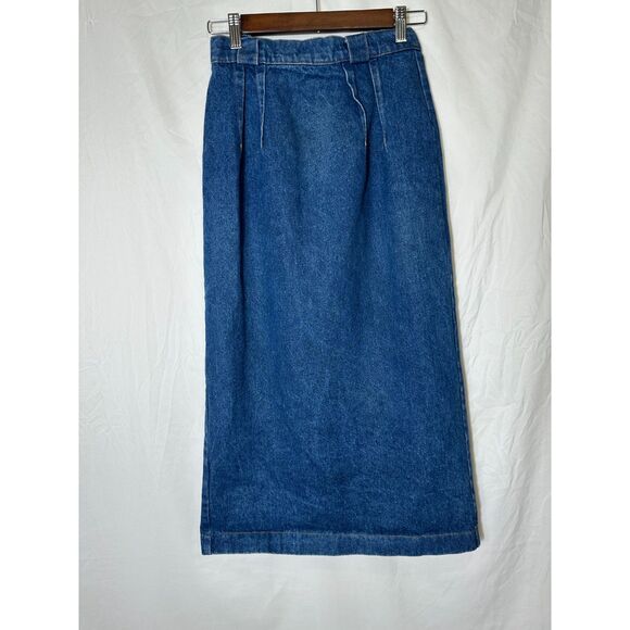Michael Tracey Women's Blue Denim High Waisted Pleated Midi Skirt Size 7/8 - Picture 1 of 3